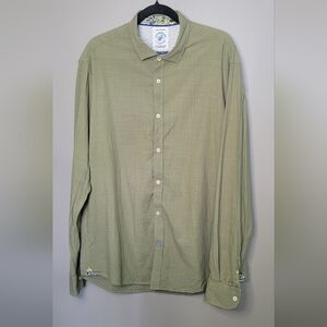 A Fish Named Fred Men's Olive Green Button-up Shirt XL Cotton Light-weight